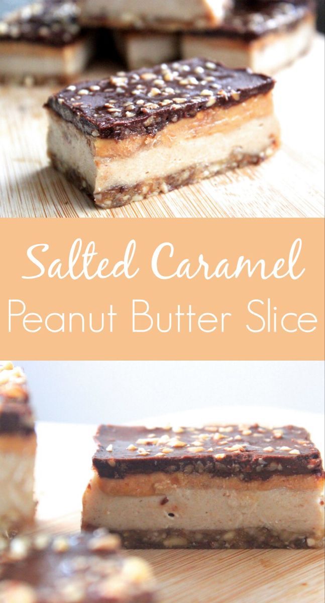 Raw Salted Caramel Peanut Butter Slice Dessert Bars -   15 desserts Caramel peanut butter ideas