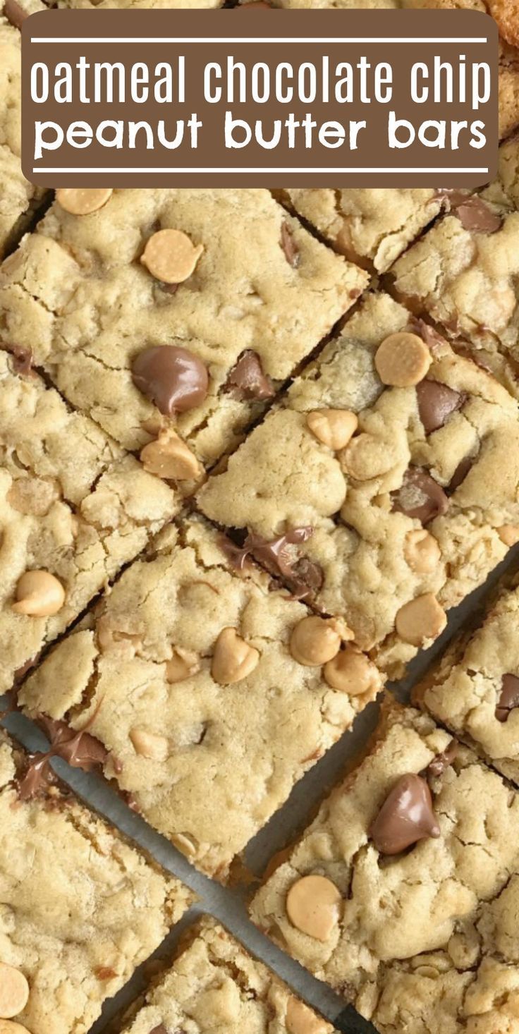 Oatmeal Chocolate Chip Peanut Butter Bars -   15 desserts Caramel peanut butter ideas