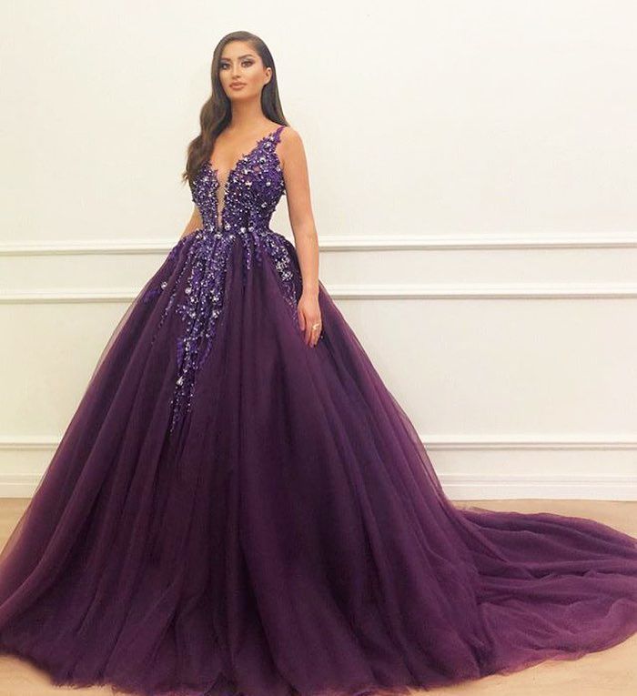 Gorgeous Plum Ball Gown with Crystals -   15 dress Ball fairytale ideas