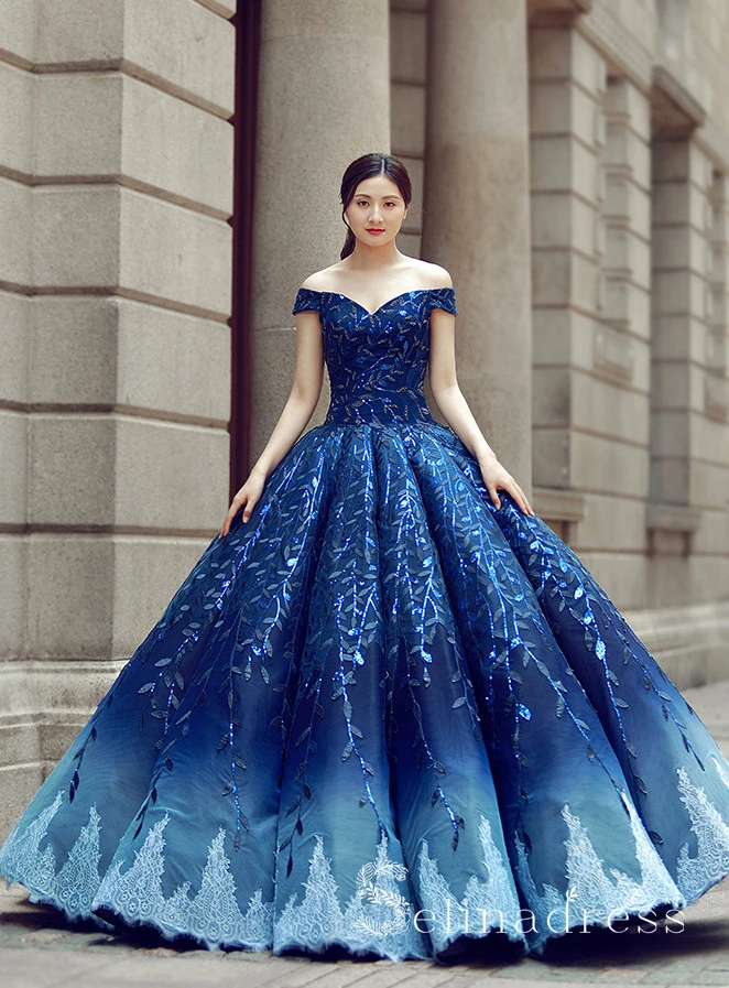 High Quality Hand Made Prom Dresses Ball Gown Off-the-Shoulder Ombre Quinceanera Evening Dress SED110 -   15 dress Ball fairytale ideas