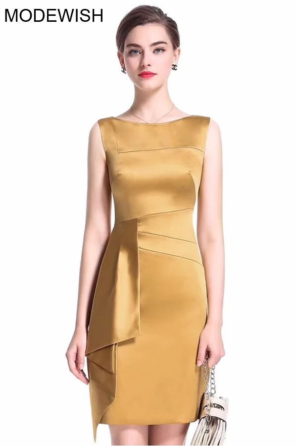 Party Pure Color O-Neck Sleeveless Falbala Bodycon Dress -   15 dress Nigth formal ideas