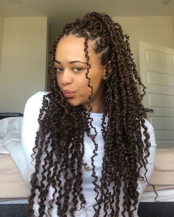 beatiful dark brown passion twist hairstyle for black women -   15 hair Waves braid ideas