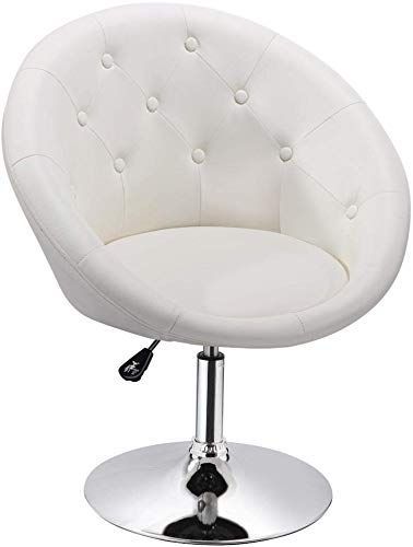 Amazing offer on Yaheetech Adjustable Modern Round Tufted Back Chair Tilt Swivel Chair Vanity Chair Barstool Lounge Pub Bar,White online - Perfectfurniture -   15 makeup Room chair ideas