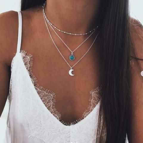 Boho Silver Choker Necklace Pendants Bohemia Jewelry for women -   15 women’s jewelry Necklace silver ideas