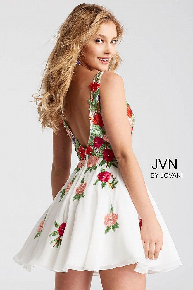 Multi color floral embroidered short chiffon v neck dress. -   16 dress Short shape ideas