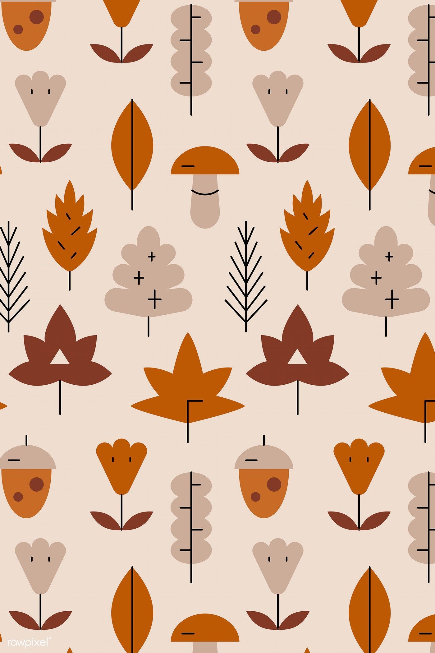 Download premium vector of Autumn plant patterned background vector 936083 -   16 plants Background design ideas