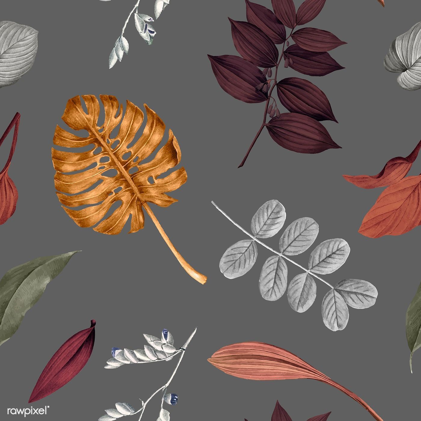 Download premium vector of Tropical leaves background design vector 1200127 -   16 plants Background design ideas