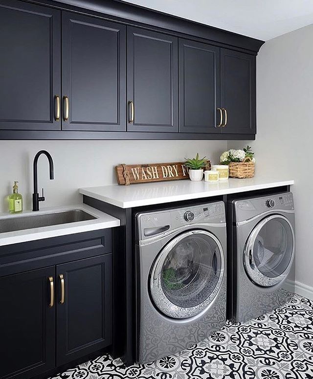 38 Fantastic DIY Laundry Room Design Ideas – Homiku.com - Haus Dekoration -   16 room decor Blue cabinets ideas