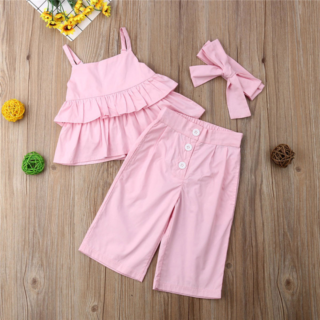 Fashion Kids Baby Girl Striped Outfits Summer Clothes Sleeveless Strap Ruffle Vest Tops -   18 DIY Clothes For Girls kids ideas