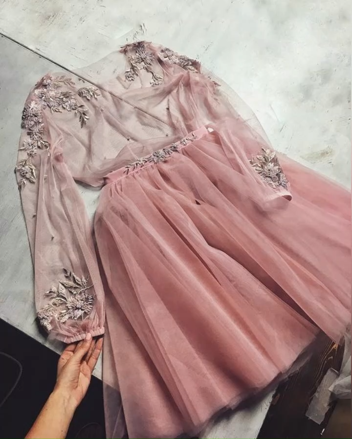Sexy Party Women Dress Cute Blush Pink Tulle See Through Homecoming Dress For Girls -   18 dress Cute lace ideas