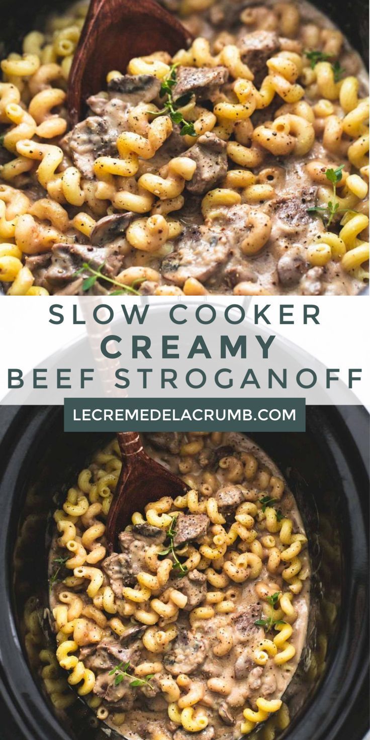 Slow Cooker Creamy Beef Stroganoff | Creme De La Crumb -   18 healthy recipes No Meat crock pot ideas