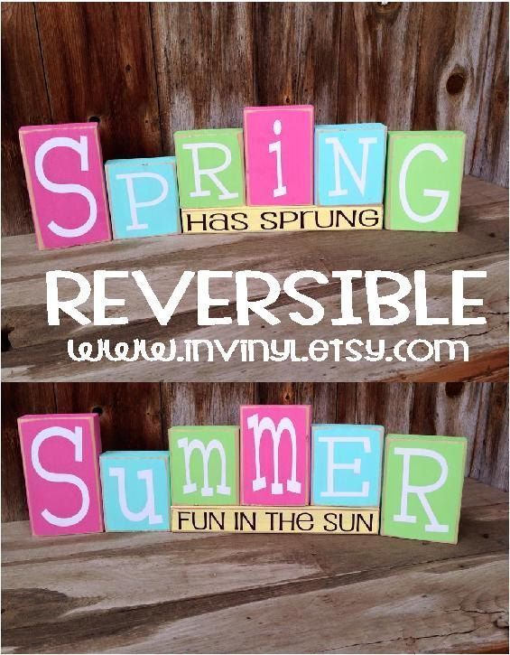 Spring Wood crafts - or SUMMER Wood Blocks home decor holiday vinyl lettering  You can pick one or the other or Both -   18 holiday Crafts spring ideas