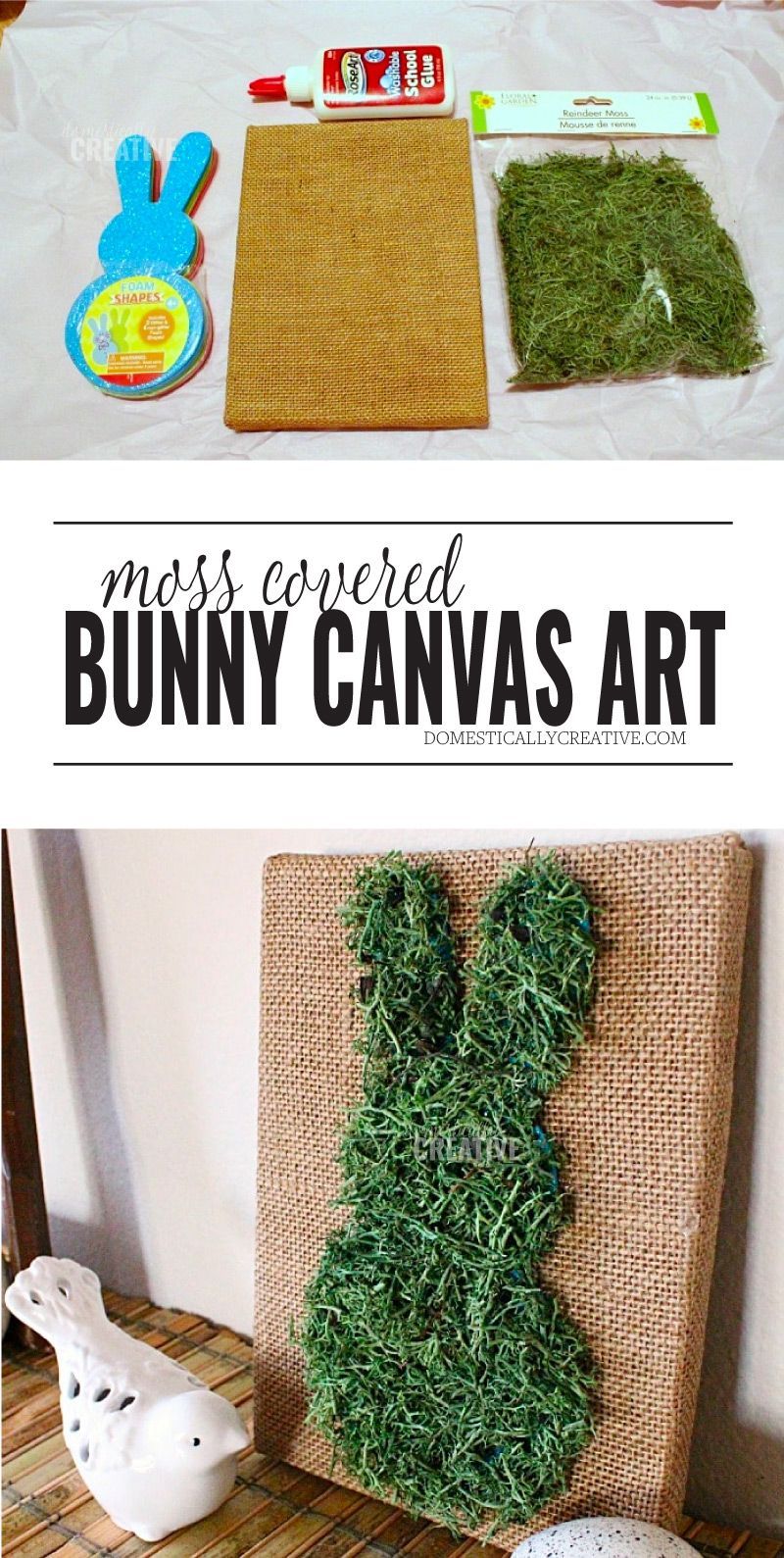Moss Covered Bunny Canvas Art -   18 holiday Crafts spring ideas