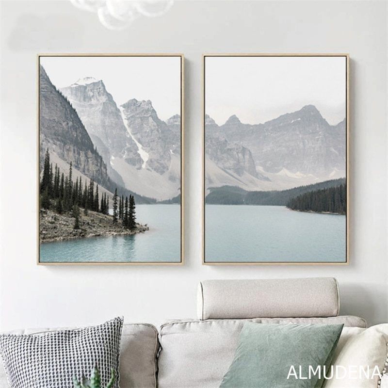 Nordic Landscape Mountain Lake Canvas Paintings Home Decoration Living Room Wall Art Pictures Nature Scenery Posters and Prints -   18 room decor Art pictures ideas