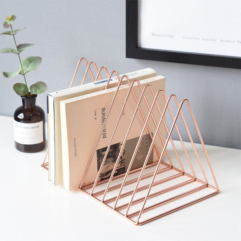 Rose Gold Luxury Bookshelf Metal Geometry Newspapers and Magazines Storage Rack Gold Home Decor Shelf Book Storage -   18 room decor Art pictures ideas