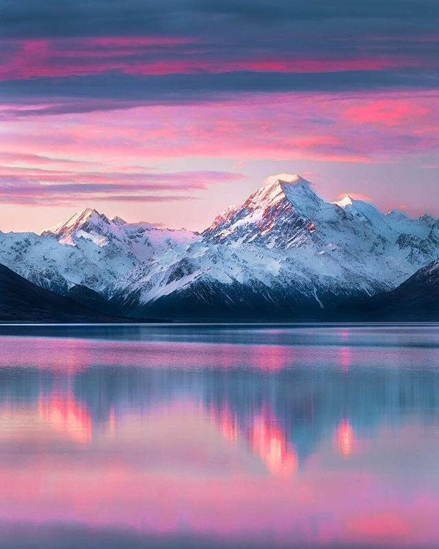 Go New Zealand | Travel Agent on Instagram: “A stunning sunset right at the peak of Mount Cook, as seen from Lake Pukaki. Have you ever seen something so beautiful in your life? рџ?Ќ? рџ“ё…” -   18 travel destinations New Zealand life ideas