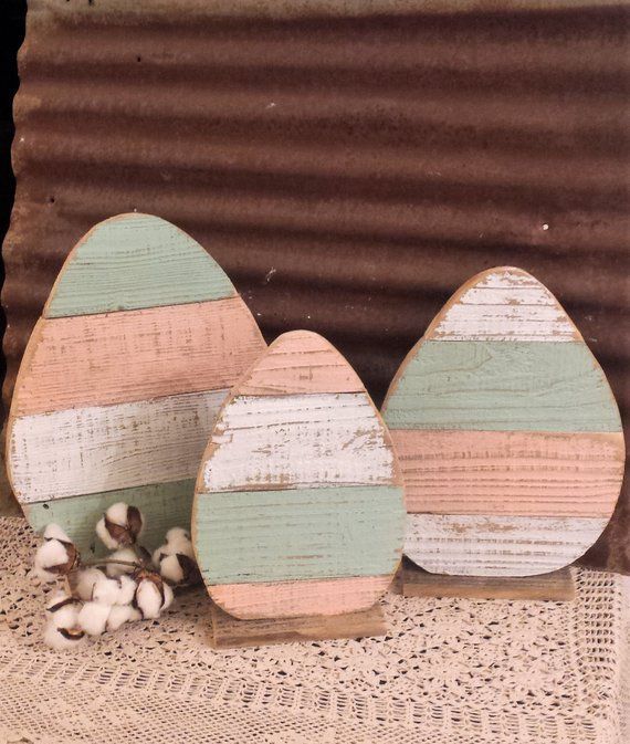 Rustic Farmhouse Distressed Wood Egg Set of 3 or Single, Easter Porch Decor, Rustic Holiday Decor, Rustic Easter Egg, Easter Table Decor -   19 holiday Decorations easter ideas