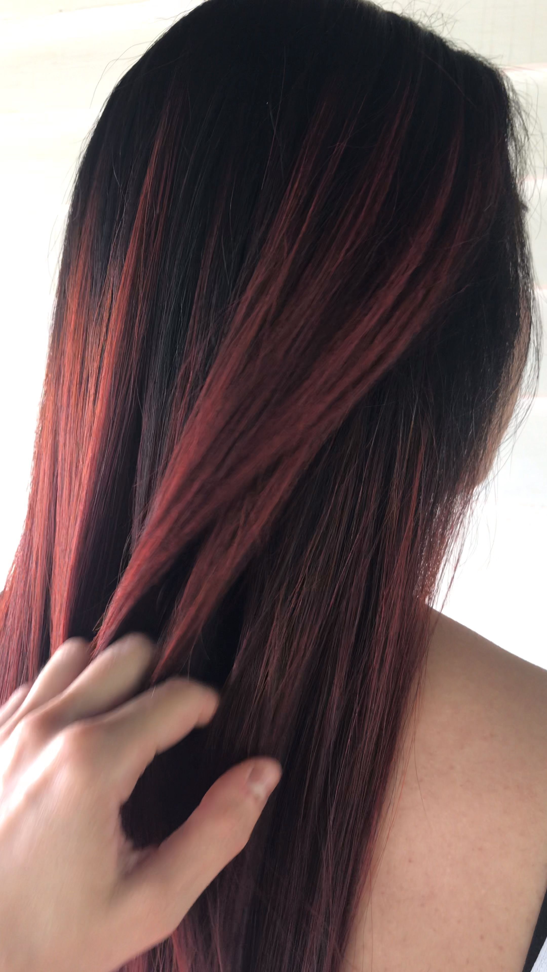RED WINE BALAYAGE ON LONG HAIR -   5 cherry hair Burgundy ideas