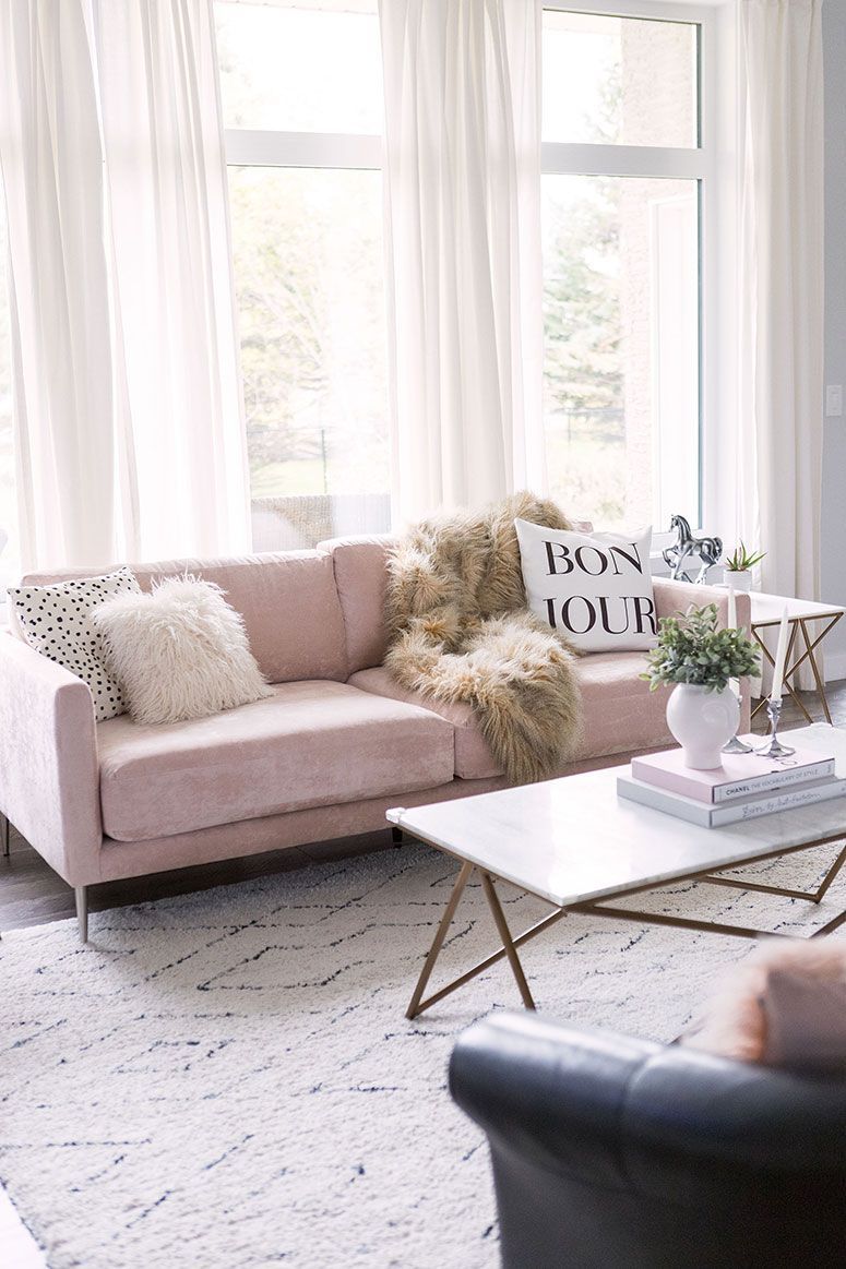 Blush Pink Sofa: Living Room Decor Inspiration - Pretty Little Details -   9 room decor Pink blushes ideas