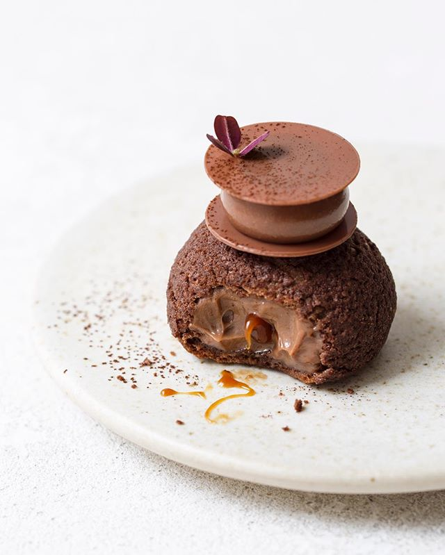 Maja Vase on Instagram: “My favourite #fastelavnsbolle: Chocolate choux au craquelin with the most silky, melt-in-your-mouth coffee chocolate cremeux and a tangy…” -   10 desserts Plating sweet treats ideas