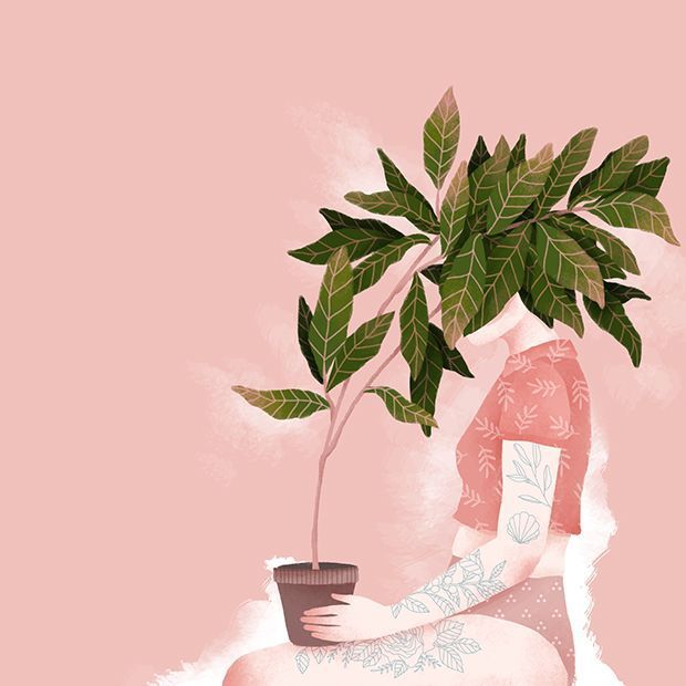 Priscila Barbosa explora tons suaves, universo feminino e bot?nica, interpretando-os de forma po?tica em suas ilustra??es - Follow the Colours -   10 girl plants Illustration ideas