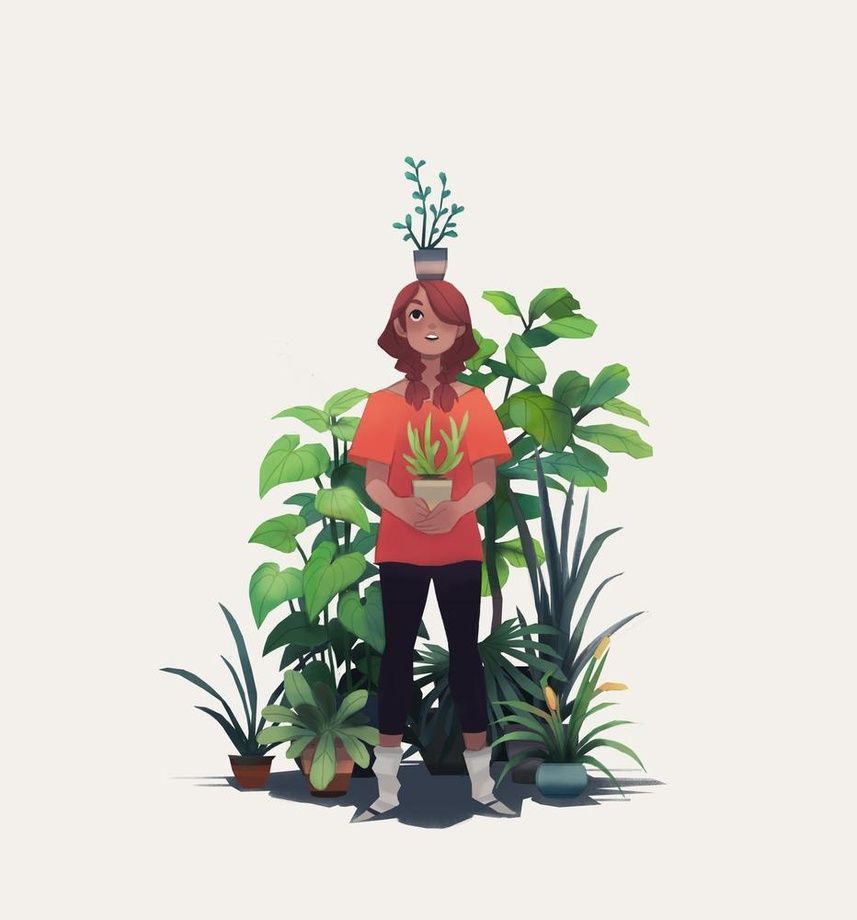 Girl and Plants, an art print by Heather Penn -   10 girl plants Illustration ideas