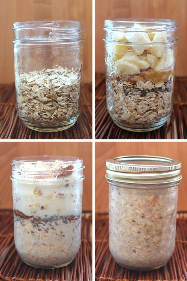 Shake and Go Peanut Butter Banana Overnight Oats -   12 fitness Lifestyle peanut butter ideas