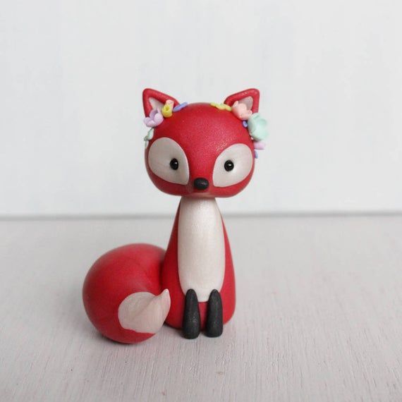 Red Fox clay figurine - boho style fox sculpture - red fox woodland cake topper - fox polymer clay ornament by Heartmade Cottage -   13 cake Art polymer clay ideas
