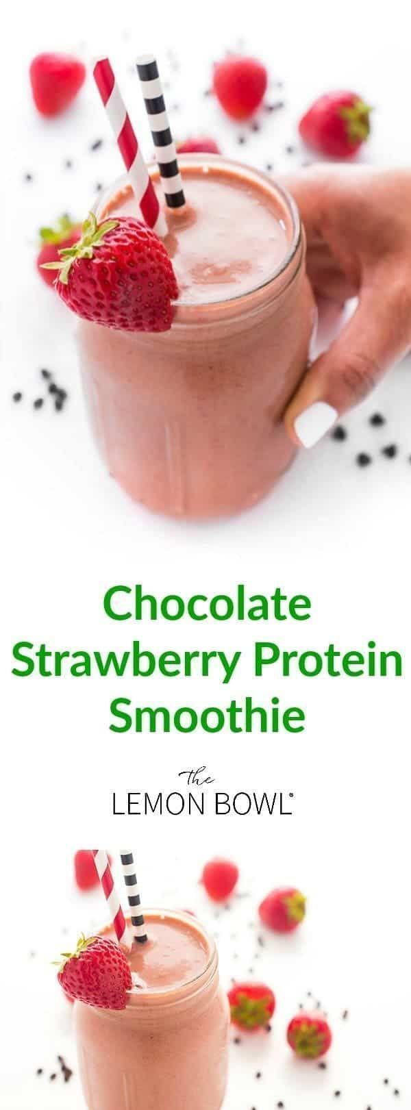 Chocolate Strawberry Protein Smoothie - The Lemon Bowl® -   13 diet Smoothie lemon ideas