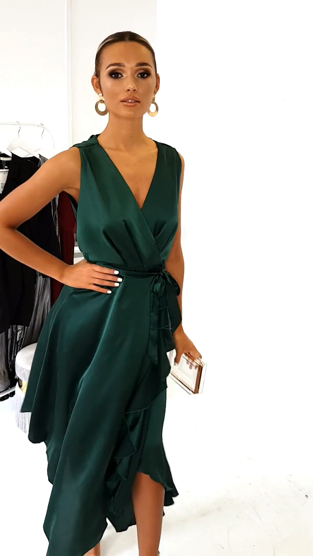 Frill Hem Midi Dress in Dark green -   13 dress Coctel vestidos ideas