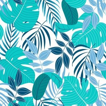 Original Tropical Seamless Pattern With Turquoise Leaves And Plants On A Light Background -   13 planting Pattern tropical ideas