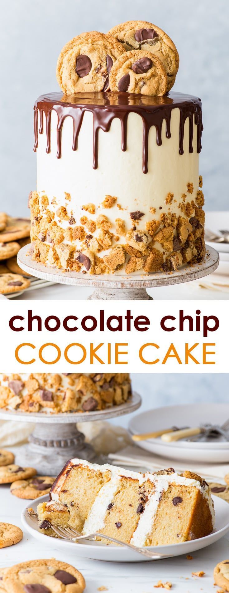 Chocolate Chip Cookie Cake - The Loopy Whisk - Birthday cake ideas - Resadiye Blog -   15 cake Chocolate drip ideas