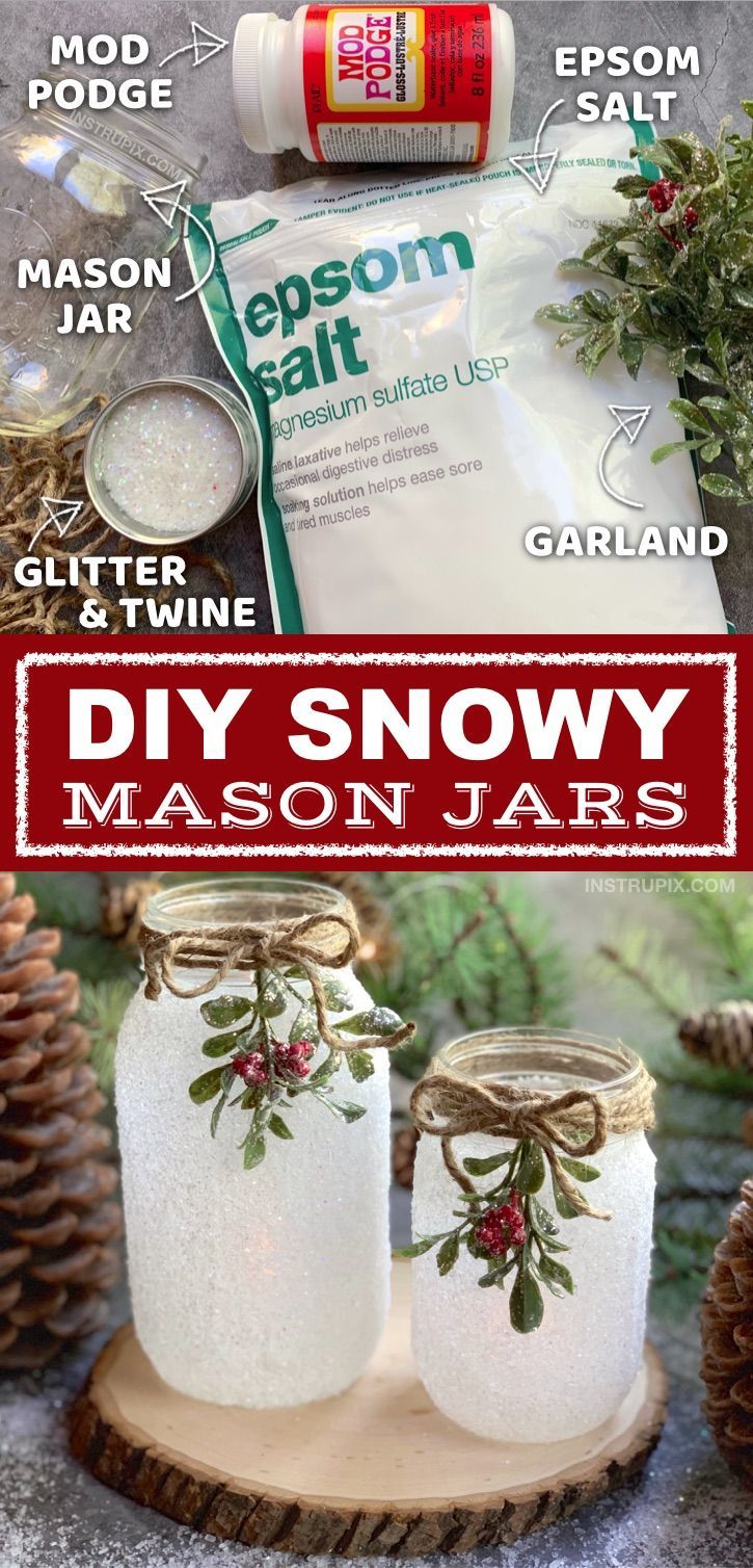 DIY Christmas Craft: Snowy Mason Jar Tea Light Holders -   16 room decor Easy christmas gifts ideas