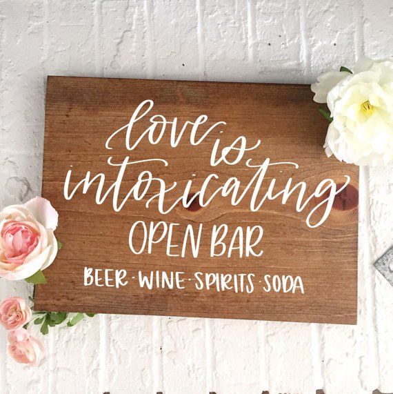 Open Bar Wedding Sign Wood Sign Wooden Bar Sign Rustic Wedding Barn Wedding Hand Lettered Sign Wedding Wood Bar Sign Open Bar Menu Signage -   16 wedding Signs floral ideas