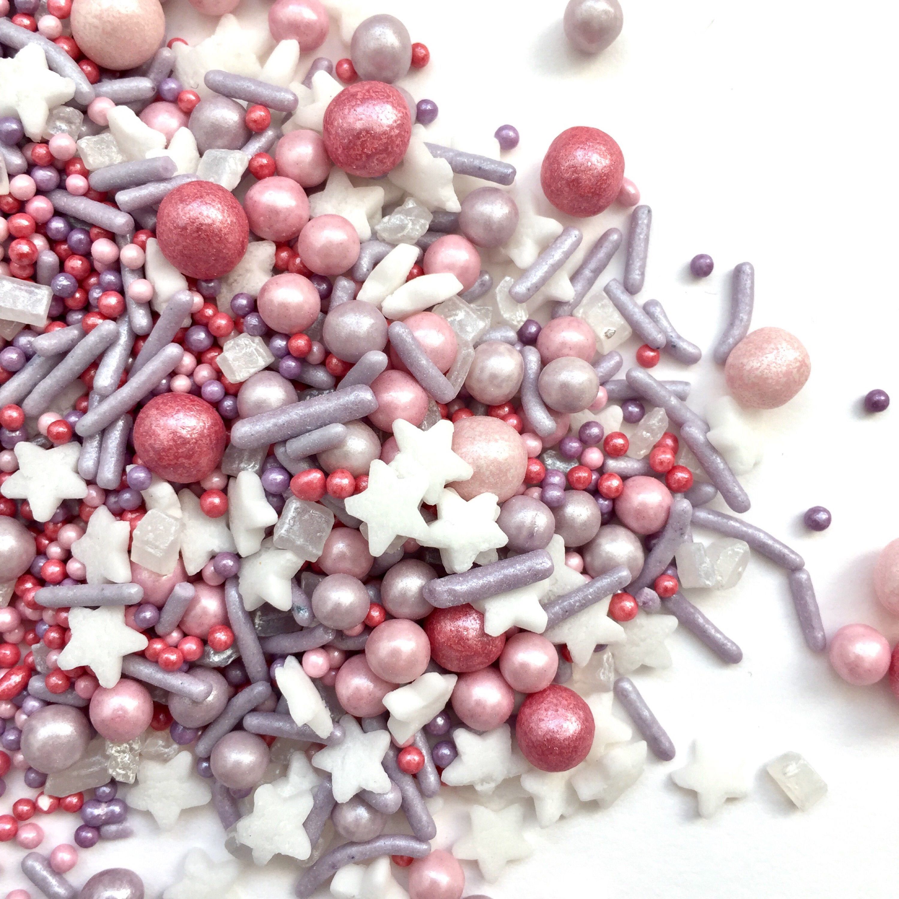 Frosted Berries Mix Natural Sprinkles Suitable for Vegans Gluten Dairy Free Mixed Pink Purple Pearls Strands White Star Cup Cake Baking Gift -   18 cake Pink dairy free ideas