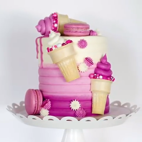 Fuchsia Ombr? Ice Cream Cake -   18 cake Pretty birthday ideas