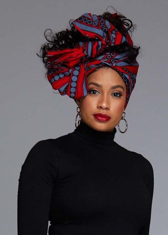 Cyrah African Print Maxi Skirt with Sash (Red/Grey Stripes)- Clearance -   18 dress Wrap scarf ideas