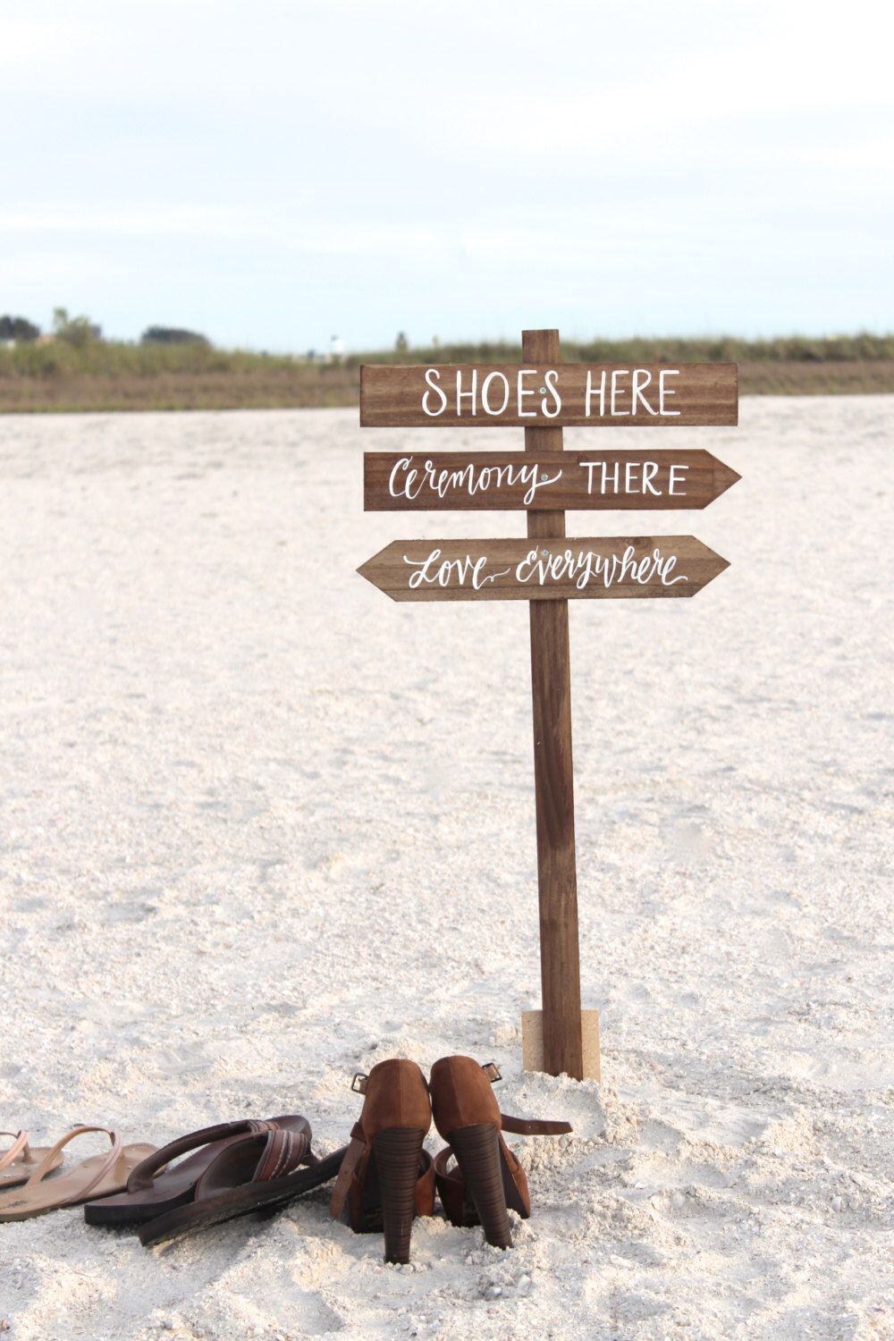 Shoes Here Vows There Love Everywhere Sign, 3 Piece Set, Rustic Wedding Signs, Beach Wedding Signs, Outdoor Directional Sign - N1 -   18 wedding Beach rustic ideas