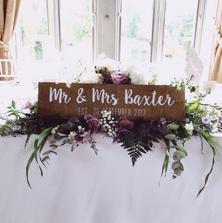 Mr and Mrs, established hand painted wooden wedding sign, top table sign -   25 wedding Signs mr and mrs ideas