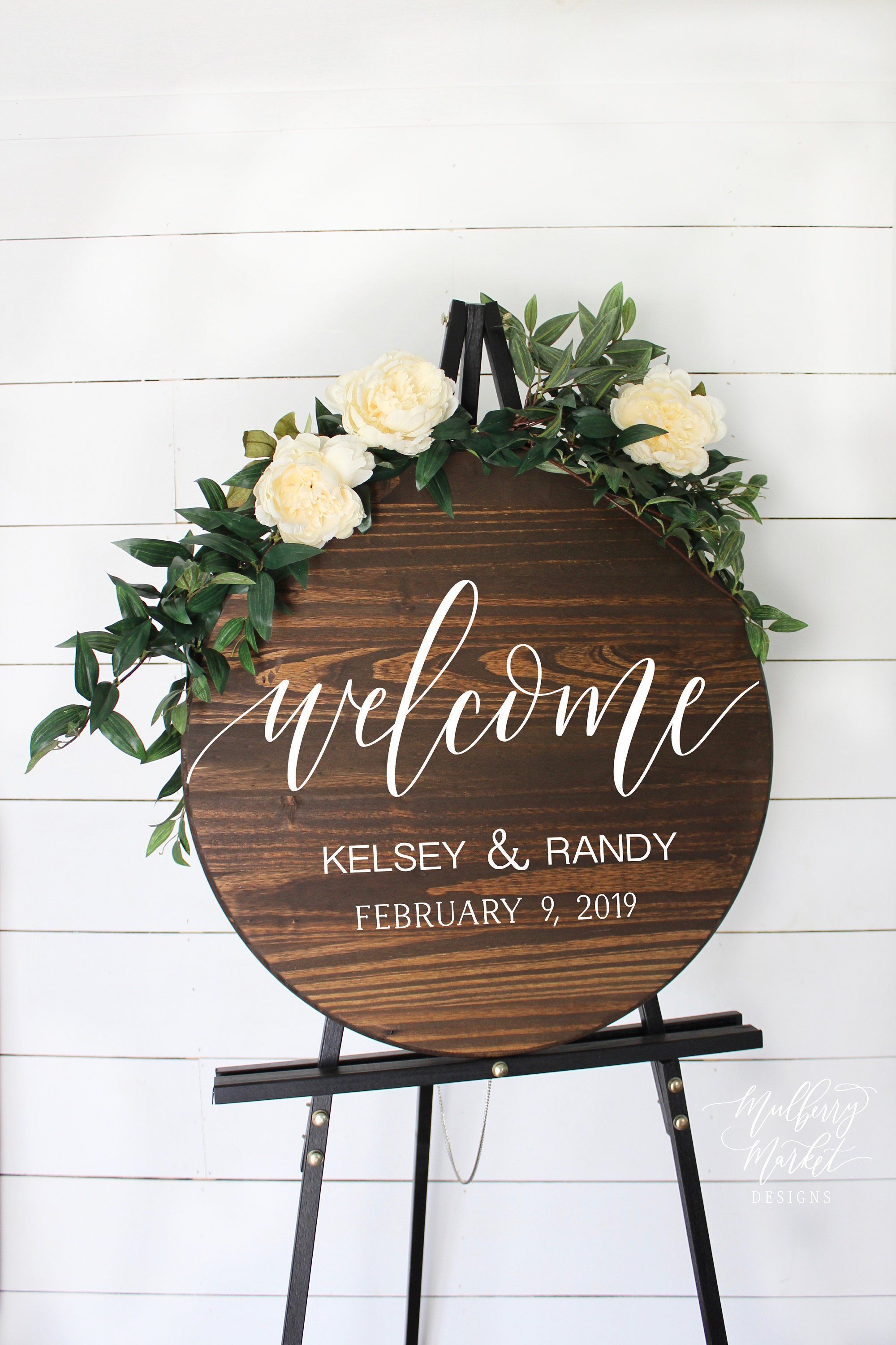 Round Wooden Wedding Welcome Sign -   25 wedding Signs mr and mrs ideas