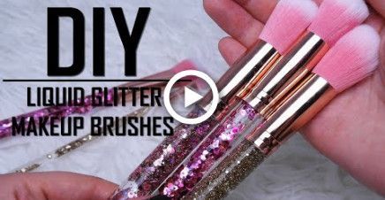 HOW TO MAKE LIQUID GLITTER MAKEUP BRUSHES / DIY VIRAL AQUARIUM GLITTER FILLED BRUSHES -   11 glitter makeup Brushes ideas