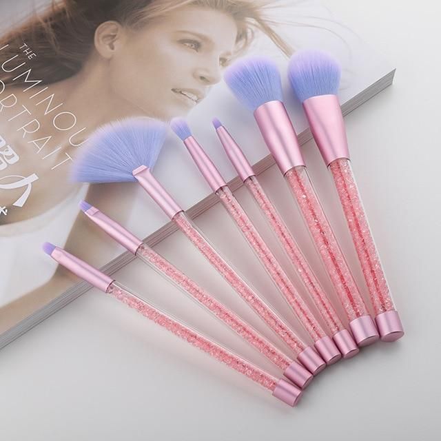 Pink, Blue, Gold - 7 PC Set -Unicorn Glitter Makeup Brushes -   11 glitter makeup Brushes ideas