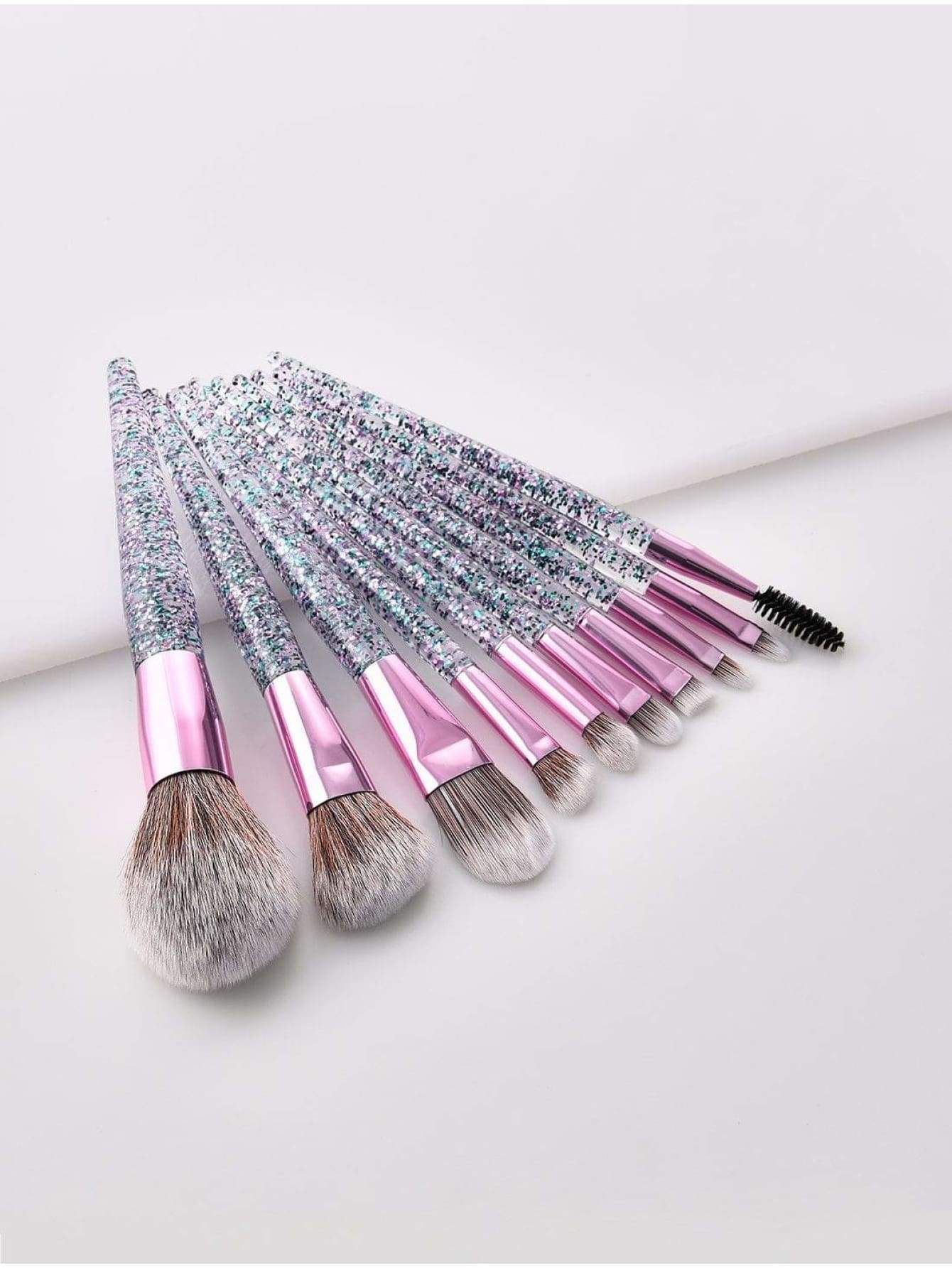 Glitter Handle Makeup Brush 10pcs -   11 glitter makeup Brushes ideas