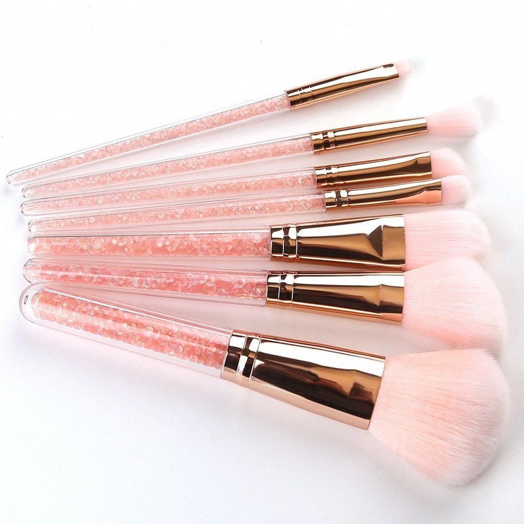 7pcs  Rhinestone Glitter Crystal Makeup Brush Set -   11 glitter makeup Brushes ideas