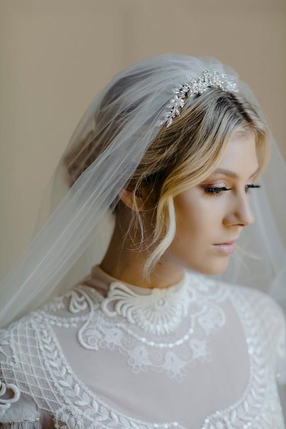 ENCHANTED | silver wedding tiara, art deco tiara, Swarovski crystal wedding crown -   11 hairstyles Wedding with veil ideas