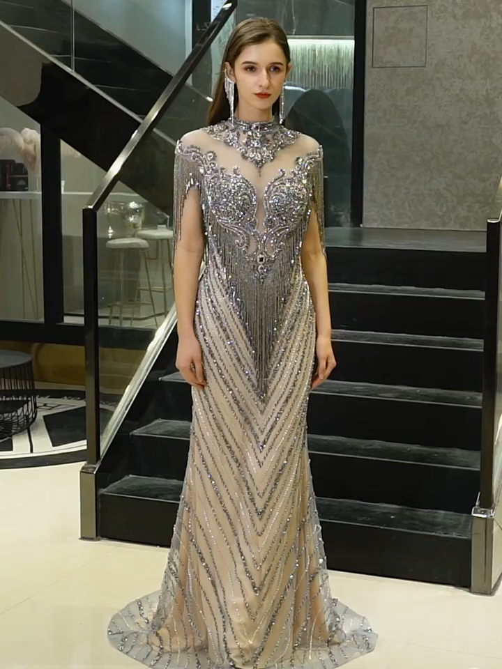 Stunning high neck tassel Pageant Dresses(Champagne Grey/Silver) -   11 pretty dress Classy ideas
