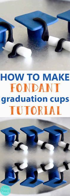 Sugar Paste Fondant Graduation Caps and Diplomas Cake Toppers - Happy Foods Tube -   13 cake Fondant decorating ideas