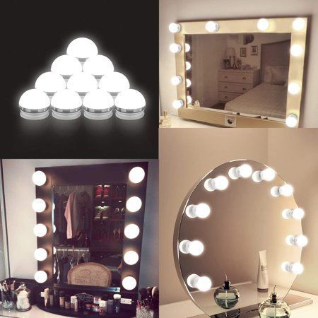 Coolmade Vanity Lights Kit Hollywood Style Makeup Light Bulbs with Stickers Attached to Bathroom Wall Or Dressing Table Mirrors, with Dimmable Switch and Power Plug, Daylight, Mirror Not Included - Walmart.com -   14 makeup Light table ideas
