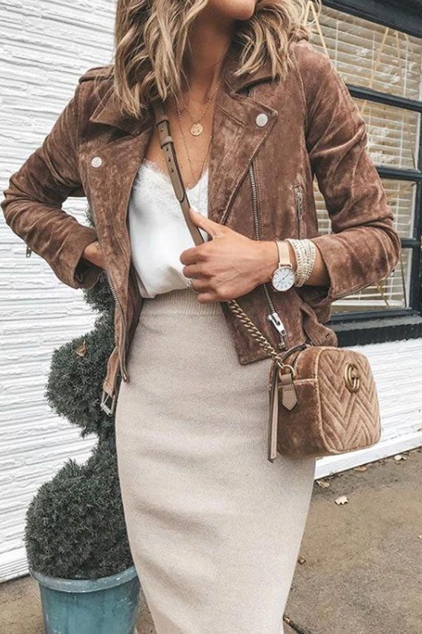 Small Lapel  Zipper  Plain Jackets -   15 dress Fashion ideas