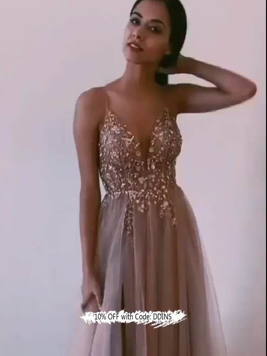 $192 Crystal Prom Dress with Slit -   16 dress Prom street styles ideas